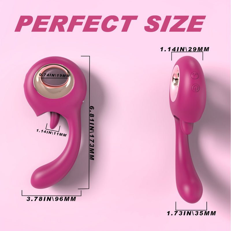 YoYoLemon G Spot vibratore con dildo, leccata di lingua clitoridea 2 in 1 e stimolatore sessuale rosa vibrante per donne, giocattoli sessuali per adulti