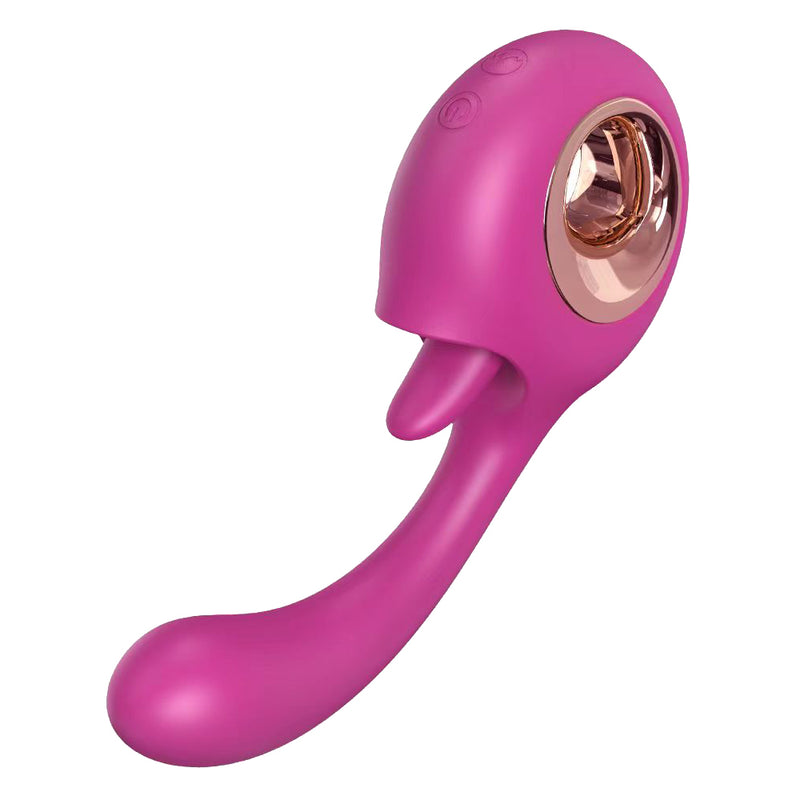 YoYoLemon G Spot vibratore con dildo, leccata di lingua clitoridea 2 in 1 e stimolatore sessuale rosa vibrante per donne, giocattoli sessuali per adulti